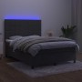 Box spring bed with mattress and LED dark gray velvet 140x200 cm by , Beds and slatted bases - Ref: Foro24-3136126, Price: 47...