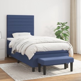 Box spring bed with blue fabric mattress 90x190 cm by , Beds and slatted bases - Ref: Foro24-3136643, Price: 383,65 €, Discou...