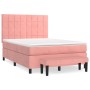 Box spring bed with pink velvet mattress 140x190 cm by , Beds and slatted bases - Ref: Foro24-3137844, Price: 549,59 €, Disco...