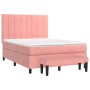 Box spring bed with pink velvet mattress 140x190 cm by , Beds and slatted bases - Ref: Foro24-3137844, Price: 549,59 €, Disco...