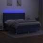 Boxspringbettmatratze und LED-Leuchten aus blauem Stoff 160x200 cm von , Betten und Lattenroste - Ref: Foro24-3138891, Preis:...