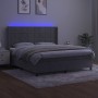 Box spring bed with mattress and LED light gray velvet 160x200 cm by , Beds and slatted bases - Ref: Foro24-3139571, Price: 5...