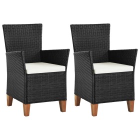 Garden chairs 2 units with black synthetic rattan cushions by vidaXL, Garden chairs - Ref: Foro24-44103, Price: 133,25 €, Dis...