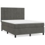 Box spring bed with dark gray velvet mattress 140x190 cm by , Beds and slatted bases - Ref: Foro24-3143020, Price: 477,26 €, ...