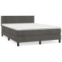 Box spring bed with dark gray velvet mattress 140x190 cm by , Beds and slatted bases - Ref: Foro24-3141300, Price: 402,16 €, ...