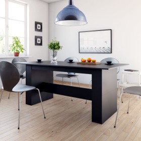 Engineered wood dining table in black, 180x90x76 cm by , Kitchen and dining tables - Ref: Foro24-800469, Price: 184,99 €, Dis...