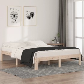 Solid pine wood bed frame 140x190 cm by , Beds and slatted bases - Ref: Foro24-810345, Price: 86,84 €, Discount: %