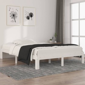 Estructura de cama madera maciza de pino blanca 140x200 cm de , Camas y somieres - Ref: Foro24-810366, Precio: 101,99 €, Desc...