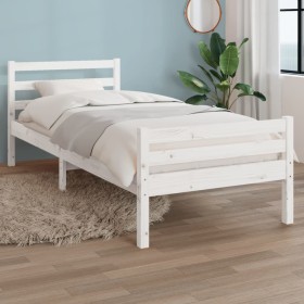 White solid wood bed frame 100x200 cm by , Beds and slatted bases - Ref: Foro24-814810, Price: 86,62 €, Discount: %