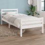 White solid wood bed frame 100x200 cm by , Beds and slatted bases - Ref: Foro24-814810, Price: 88,99 €, Discount: %