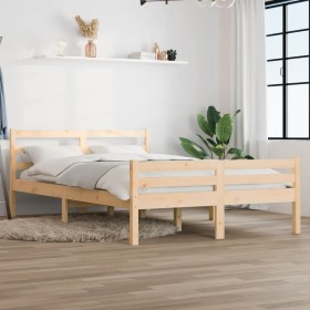 Solid wood bed frame 140x200 cm by , Beds and slatted bases - Ref: Foro24-814819, Price: 100,84 €, Discount: %