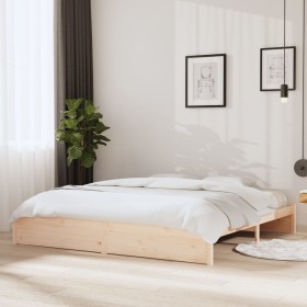 Solid wood bed frame 200x200 cm by , Beds and slatted bases - Ref: Foro24-814969, Price: 137,99 €, Discount: %