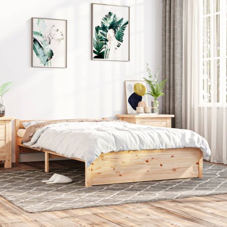 Solid wood bed frame 120x190 cm by , Beds and slatted bases - Ref: Foro24-815014, Price: 116,54 €, Discount: %