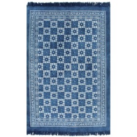 Alfombra de algodón Kilim con estampado azul 160x230 cm de vidaXL, Alfombras - Ref: Foro24-246562, Precio: 48,78 €, Descuento: %