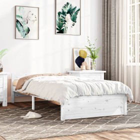 White solid wood bed frame 100x200 cm by , Beds and slatted bases - Ref: Foro24-815035, Price: 104,99 €, Discount: %