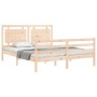 Bed frame with solid wood headboard 160x200 cm by , Beds and slatted bases - Ref: Foro24-3194061, Price: 153,55 €, Discount: %