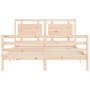 Bed frame with solid wood headboard 160x200 cm by , Beds and slatted bases - Ref: Foro24-3194061, Price: 153,55 €, Discount: %