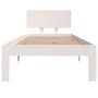 White single solid wood bed frame 75x190 cm by , Beds and slatted bases - Ref: Foro24-810456, Price: 94,38 €, Discount: %