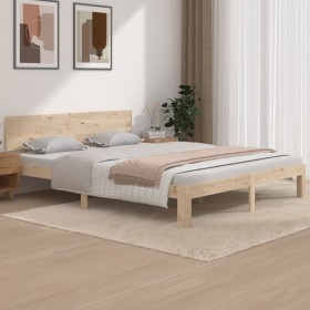 Solid pine wood bed frame 160x200 cm by , Beds and slatted bases - Ref: Foro24-810505, Price: 133,08 €, Discount: %