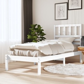 Solid white pine wood bed frame 75x190 cm by , Beds and slatted bases - Ref: Foro24-3100984, Price: 99,09 €, Discount: %