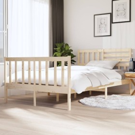 Small double bed frame solid wood 135x190 cm by , Beds and slatted bases - Ref: Foro24-3101128, Price: 160,36 €, Discount: %