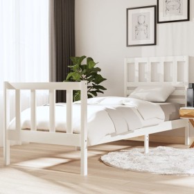 White solid wood single bed frame 75x190 cm by , Beds and slatted bases - Ref: Foro24-3101114, Price: 110,76 €, Discount: %