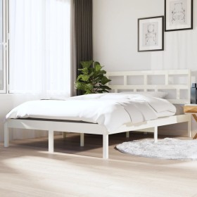 Estructura cama doble pequeña madera maciza blanco 120x190 cm de , Camas y somieres - Ref: Foro24-3101189, Precio: 123,99 €, ...