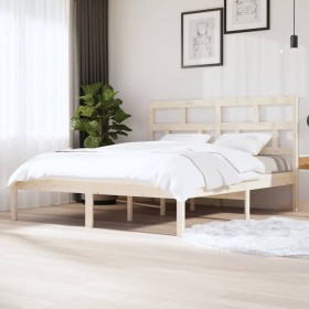 Estructura de cama de madera maciza super king 180x200 cm de , Camas y somieres - Ref: Foro24-3101233, Precio: 140,99 €, Desc...