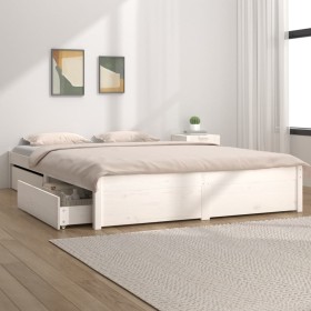 Estructura de cama con cajones blanco 120x190 cm de , Camas y somieres - Ref: Foro24-3103494, Precio: 231,99 €, Descuento: %