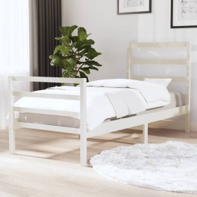 White solid wood single bed frame 75x190 cm by , Beds and slatted bases - Ref: Foro24-3103674, Price: 118,99 €, Discount: %