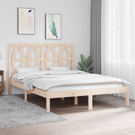 Solid pine wood bed frame 140x200 cm by , Beds and slatted bases - Ref: Foro24-3103998, Price: 120,02 €, Discount: %