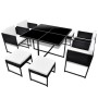 Set comedor de jardín 9 piezas y cojines ratán sintético negro de vidaXL, Conjuntos de jardín - Ref: Foro24-42759, Precio: 42...