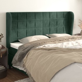 Headboard with dark green velvet ears 183x23x118/128cm by , Headboards and footboards - Ref: Foro24-3118019, Price: 129,17 €,...