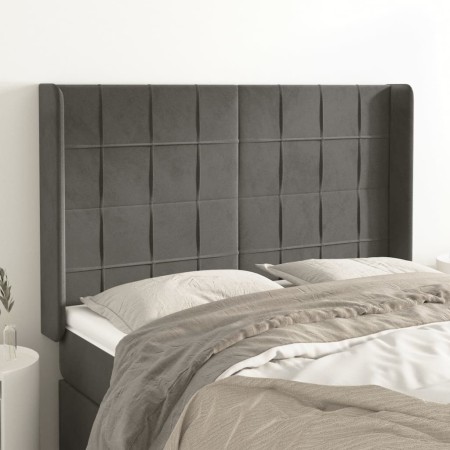 Headboard with dark gray velvet ears 147x16x118/128 cm by , Headboards and footboards - Ref: Foro24-3119629, Price: 119,81 €,...