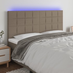 Kopfteil mit LED-Leuchten, taupegrauer Stoff, 200 x 5 x 118/128 cm von , Kopf- und Fußteile - Ref: Foro24-3122450, Preis: 136...