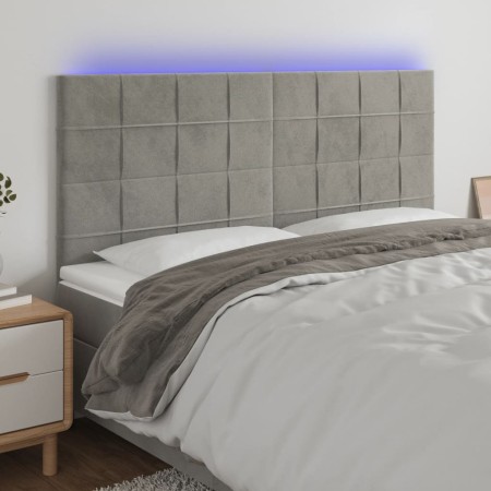 Light gray velvet headboard with LED lights 160x5x118/128 cm by , Headboards and footboards - Ref: Foro24-3122478, Price: 126...