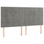 Light gray velvet headboard with LED lights 160x5x118/128 cm by , Headboards and footboards - Ref: Foro24-3122478, Price: 126...