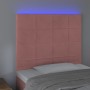 Pink velvet headboard with LED lights 80x5x118/128 cm by , Headboards and footboards - Ref: Foro24-3122459, Price: 64,90 €, D...