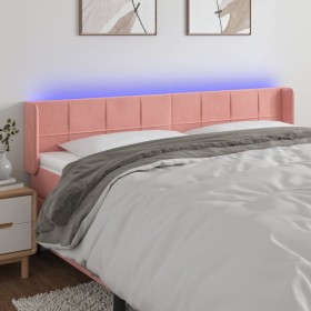 Pink velvet headboard with LED 163x16x78/88 cm by , Headboards and footboards - Ref: Foro24-3123295, Price: 76,11 €, Discount: %