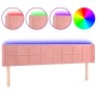 Pink velvet headboard with LED 163x16x78/88 cm by , Headboards and footboards - Ref: Foro24-3123295, Price: 76,99 €, Discount: %