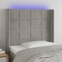 Light gray velvet headboard with LED 83x16x118/128 cm by , Headboards and footboards - Ref: Foro24-3124078, Price: 79,75 €, D...