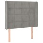 Light gray velvet headboard with LED 83x16x118/128 cm by , Headboards and footboards - Ref: Foro24-3124078, Price: 79,75 €, D...