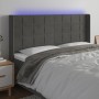 Dark gray velvet headboard with LED 163x16x118/128 cm by , Headboards and footboards - Ref: Foro24-3124103, Price: 134,98 €, ...