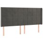 Dark gray velvet headboard with LED 163x16x118/128 cm by , Headboards and footboards - Ref: Foro24-3124103, Price: 134,98 €, ...