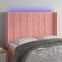 Pink velvet headboard with LED 147x16x118/128 cm by , Headboards and footboards - Ref: Foro24-3124101, Price: 139,04 €, Disco...