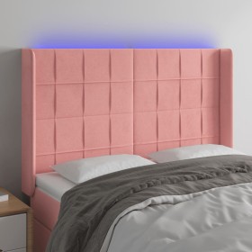 Cabecero con LED de terciopelo rosa 147x16x118/128 cm de , Cabeceros y pies de cama - Ref: Foro24-3124101, Precio: 137,99 €, ...