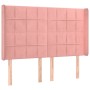 Pink velvet headboard with LED 147x16x118/128 cm by , Headboards and footboards - Ref: Foro24-3124101, Price: 139,04 €, Disco...