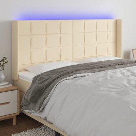 Cabecero con LED de tela color crema 163x16x118/128 cm de , Cabeceros y pies de cama - Ref: Foro24-3124059, Precio: 129,29 €,...