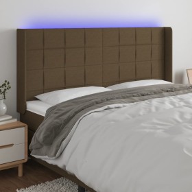 Dunkelbraunes Stoffkopfteil mit LED 203x16x118/128 cm von , Kopf- und Fußteile - Ref: Foro24-3124073, Preis: 145,36 €, Rabatt: %