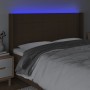 Headboard with LED in dark brown fabric 203x16x118/128 cm by , Headboards and footboards - Ref: Foro24-3124073, Price: 145,36...